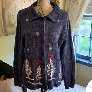 Snowflake cardinal sweater L